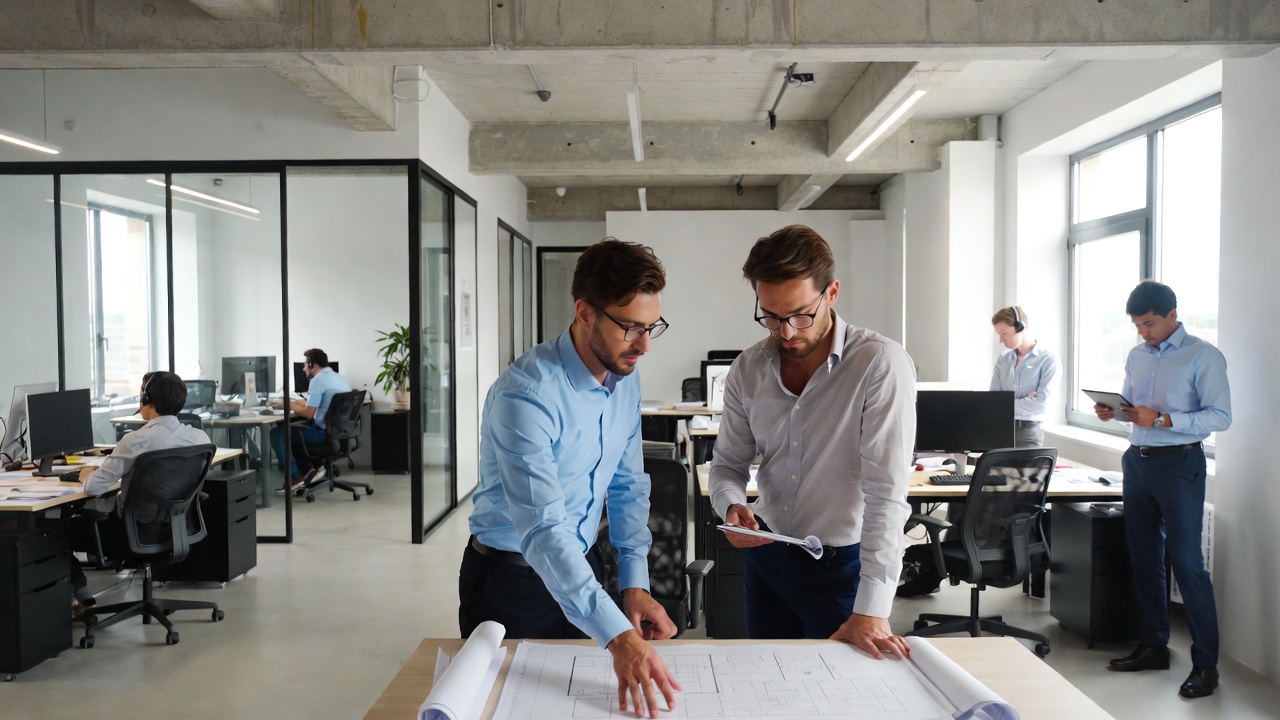 Image de deux personnes discutant d('un futur projet de chantier
